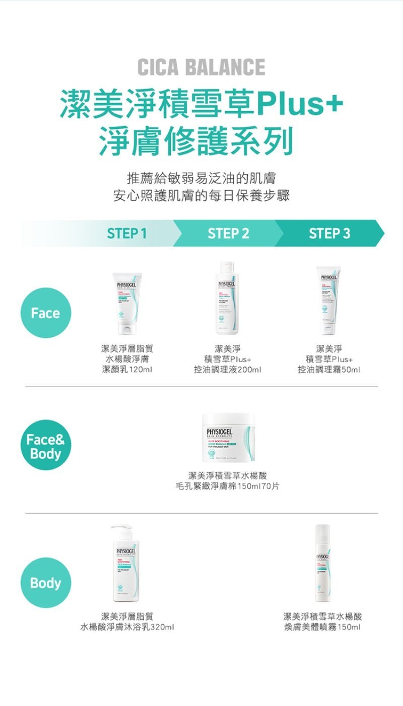 Physiogel潔美淨 積雪草Plus+控油調理霜