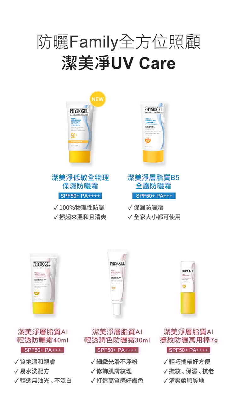 Physiogel潔美淨 低敏全物理保濕防曬霜SPF50+PA++++